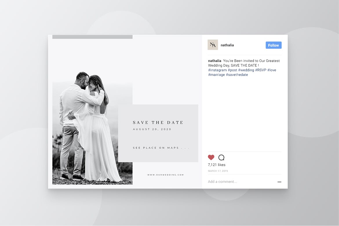 Instagram和Facebook社交平台电子婚礼邀请函/婚礼请柬设计模板16图库精选 INVITE Wedding Instagram & Facebook Post插图(2)