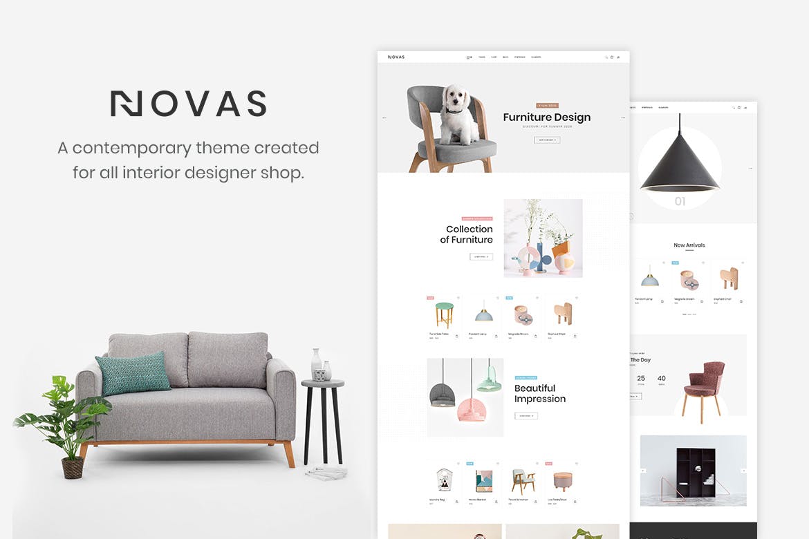 家居家具＆工艺品电商网站PSD模板素材库精选 Novas – Furniture Store and Handmade Shop插图(1)