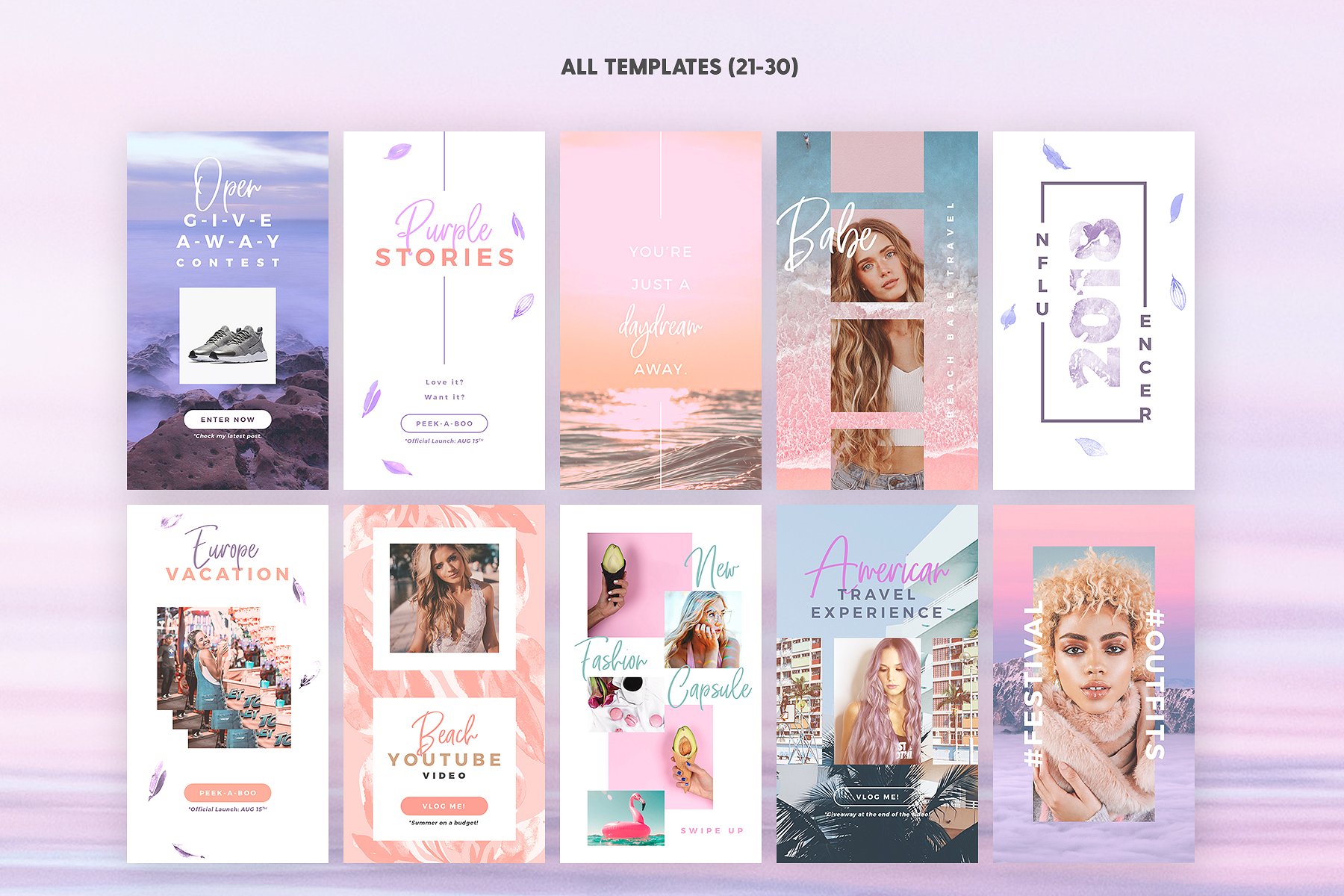 30个时尚粉彩色调的Instagram故事模板非凡图库精选下载[psd]插图(5)