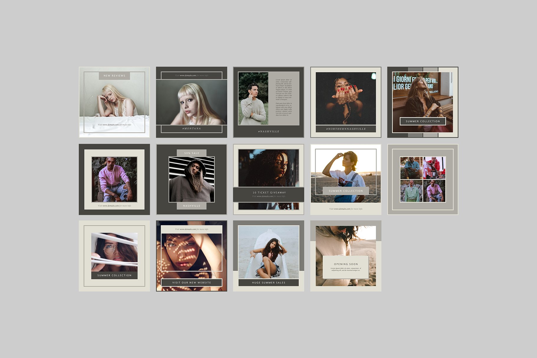 时尚模特摄影主题社交媒体贴图模板16设计网精选 Nashville Social Media Templates插图(6)