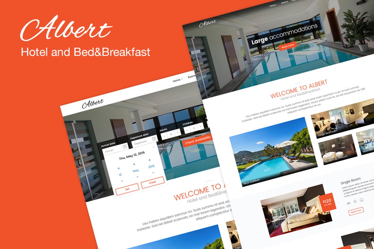 酒店品牌官网HTML网站模板16设计网精选 Albert – Hotel and Bed&Breakfast插图