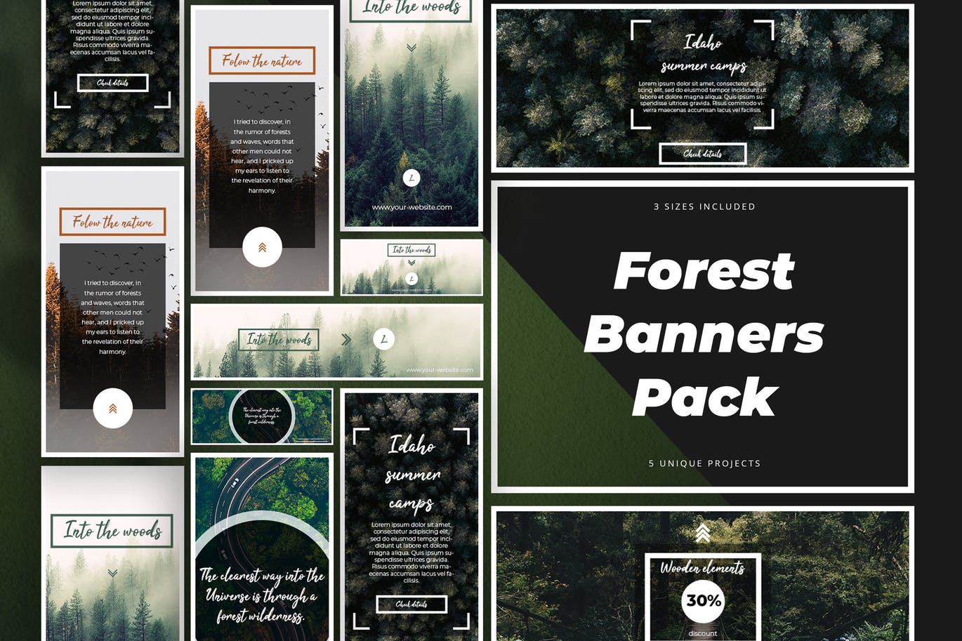 森林背景Banner图设计模板合集 Forest Banner Kit插图