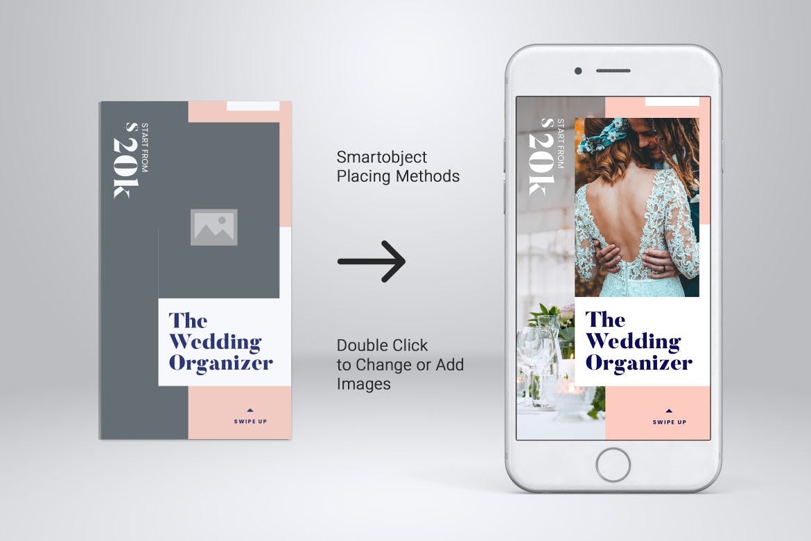 婚礼策划/婚庆公司Instagram社交平台品牌故事PSD&AI模板16设计网精选 Wedding Organizer Instagram Stories PSD & AI插图(2)