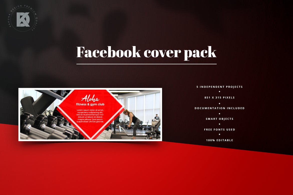 健身运动品牌Facebook封面设计模板素材库精选 Fitness & Gym Facebook Cover Pack插图(3)