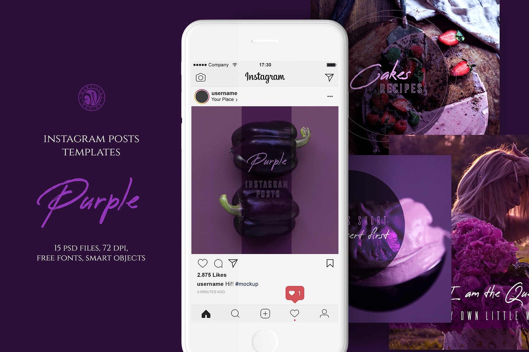 高雅紫色Ins文章贴图模板16设计网精选 Purple Instagram Posts插图