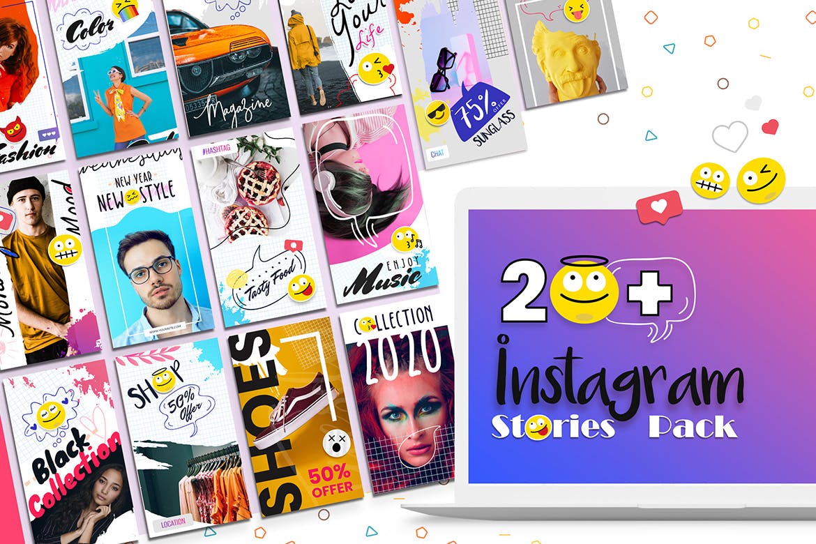 20+Instagram社交网站品牌营销涂鸦风格设计模板素材中国精选 Instagram Stories Template插图(1)
