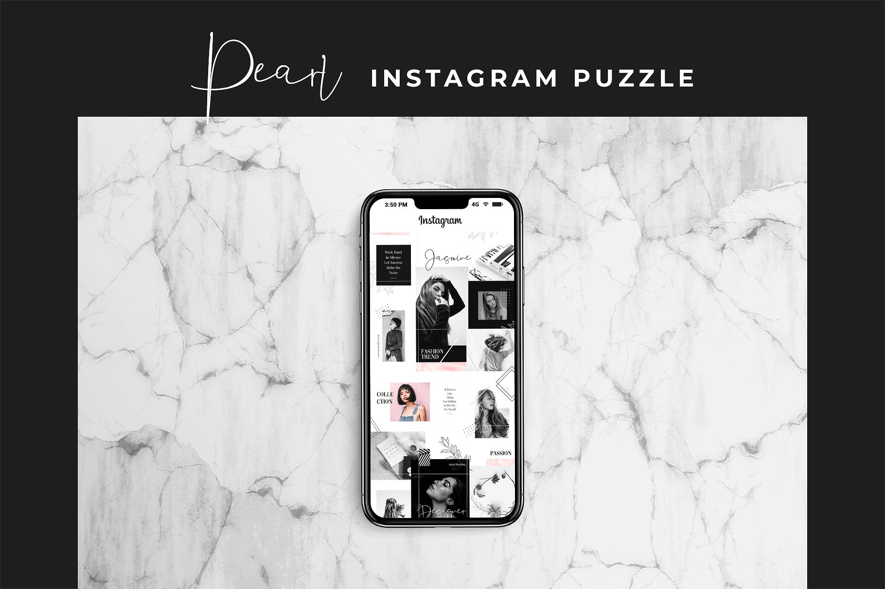 现代黑色主题的instagram社交媒体模板素材库精选 Instagram Puzzle – Pearl [psd]插图(3)