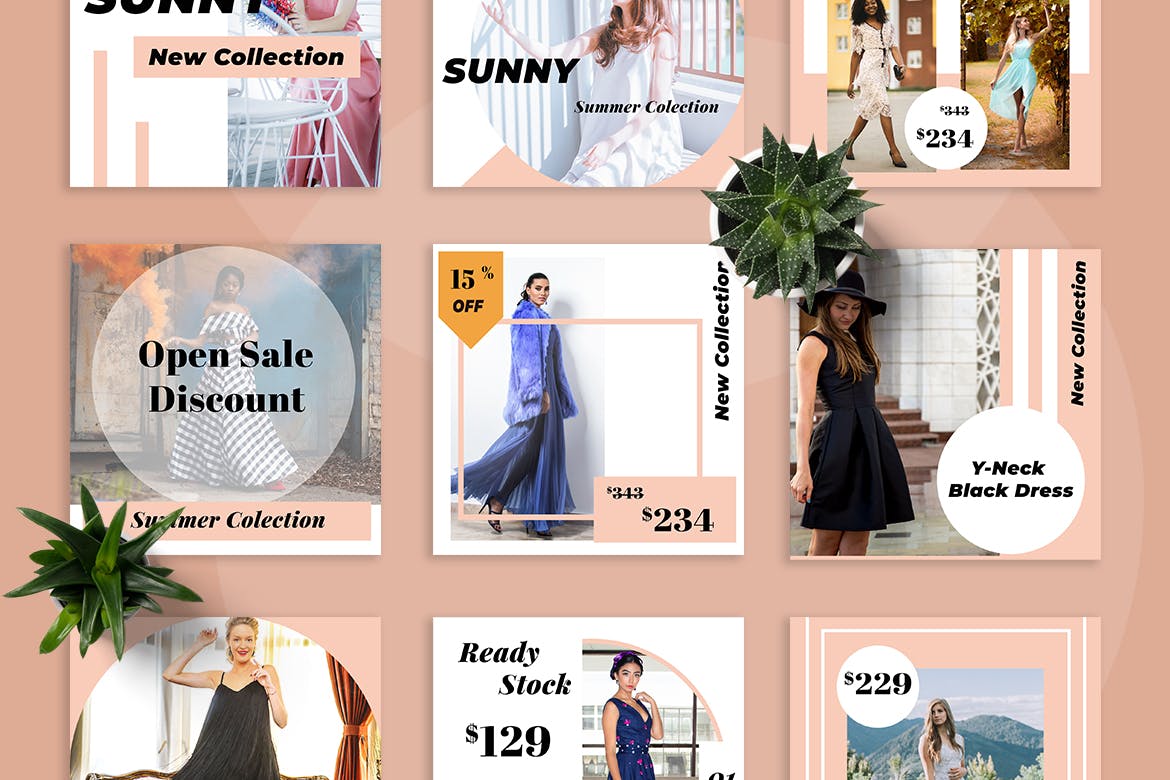 时尚服装社交促销广告设计模板16设计网精选 Sunny Social Media Kit插图(3)