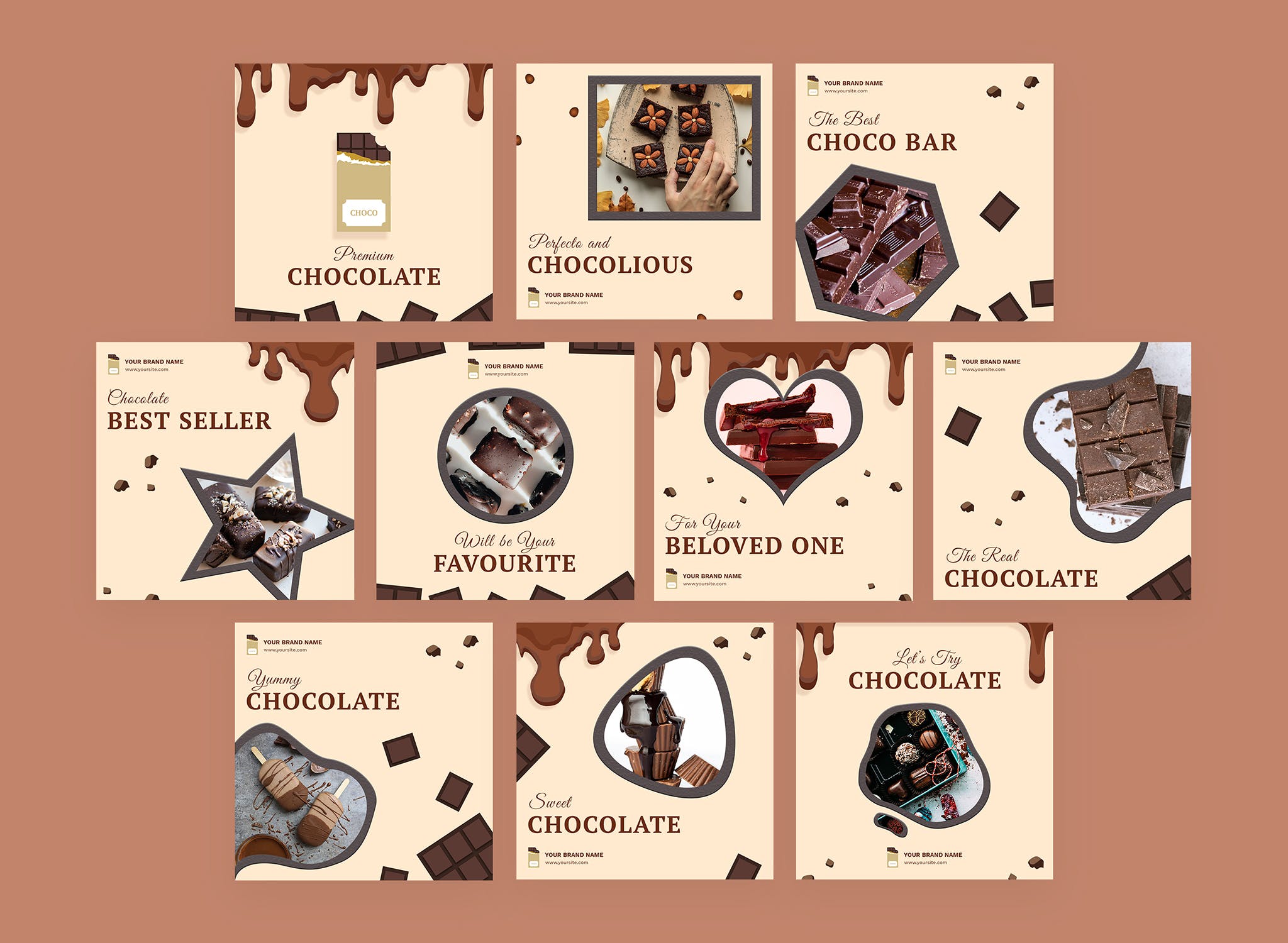 巧克力品牌营销Instagram社交信息流广告模板普贤居精选 Cioccolato – Instagram Feeds Pack插图(1)