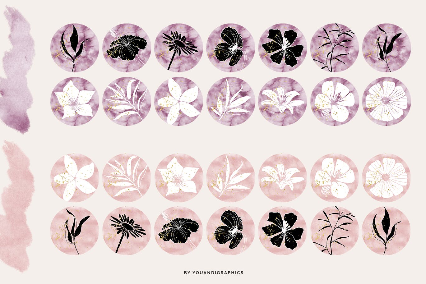 112个创意水彩花卉Instagram社交封面设计素材 Floral Instagram Highlight Covers插图(7)