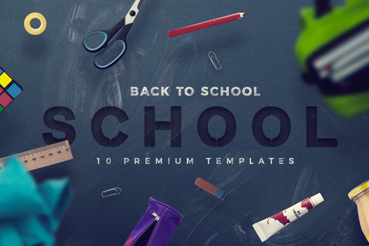 开学季校园主题场景巨无霸广告模板 Back To School – 10 Premium Hero Image Templates插图