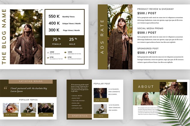 优雅时尚社交媒体博客媒体设计素材包v1 Charlotte – Media Kit  & Sponsorship插图(2)