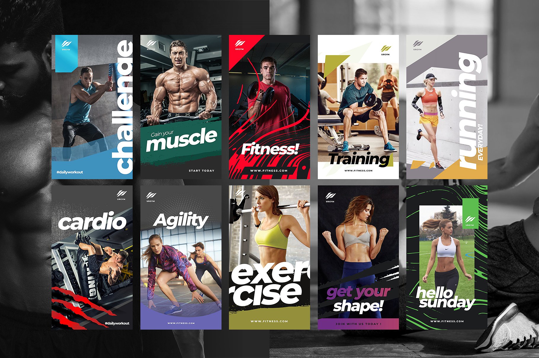 时尚健身&健身器材的instagram社交媒体模板16图库精选 Fitness & Gym instagram pack 2.0 [psd]插图(4)