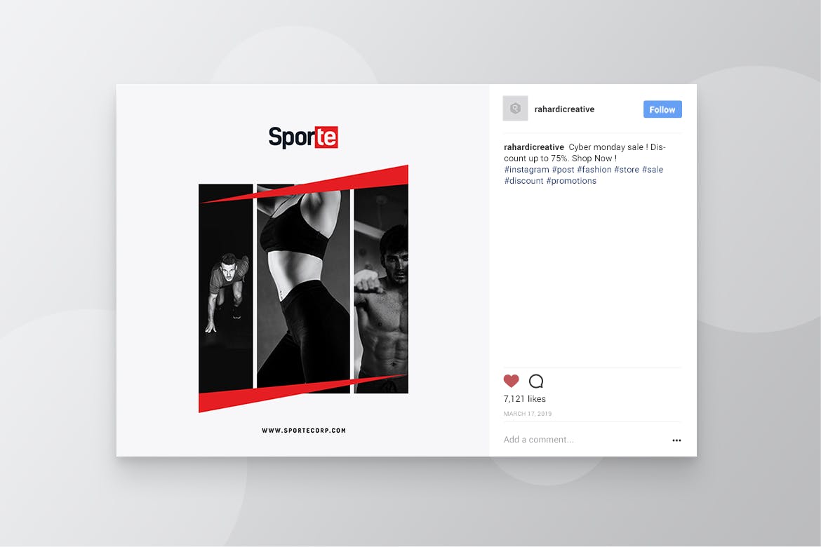 体育运动/健身主题Instagram&Facebook贴图设计模板素材库精选 SPORTE Fitness & Gym Instagram & Facebook Post插图(5)