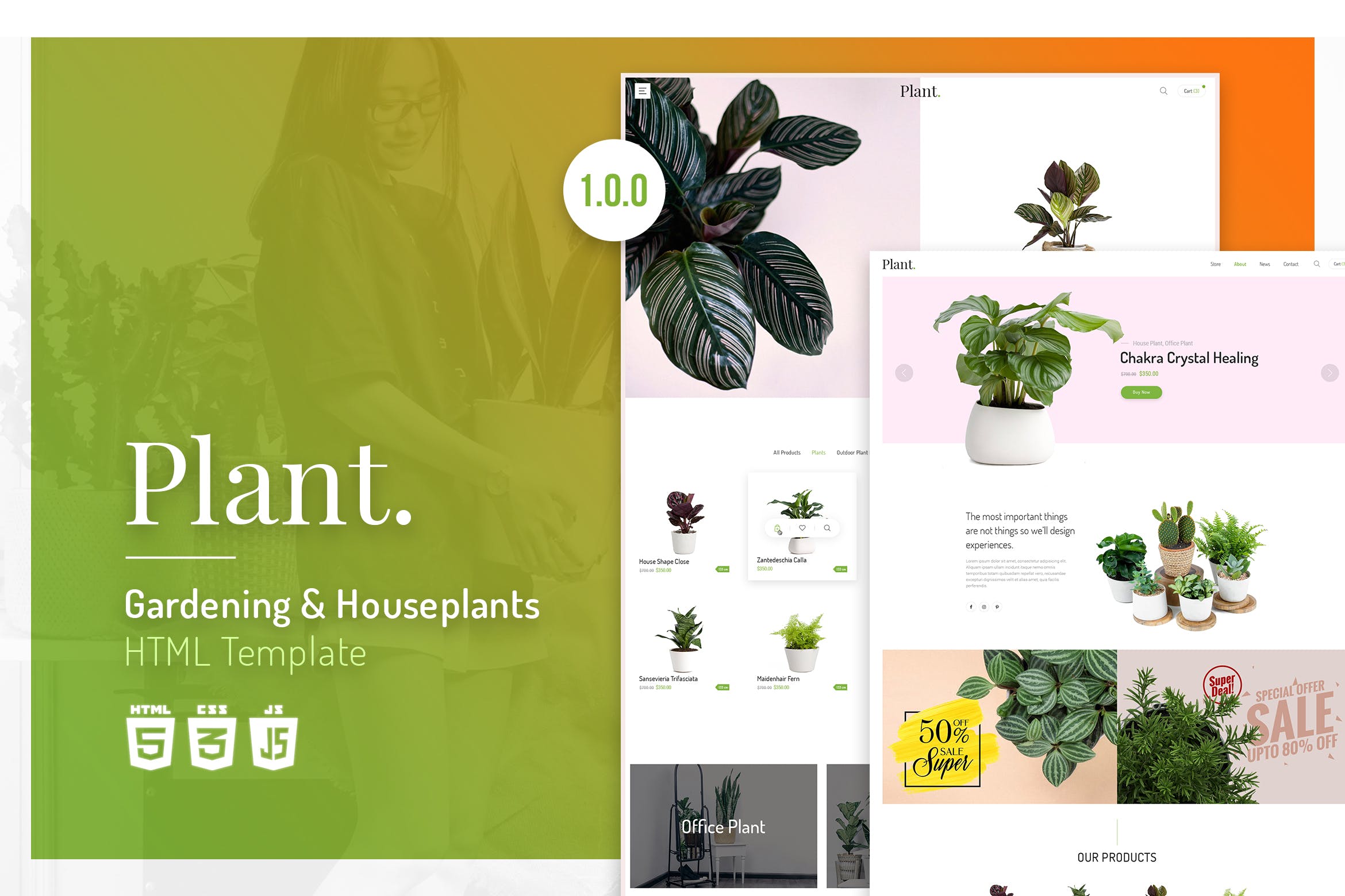 植物园艺设计/盆栽植物网上商城HTML模板素材库精选 Plant | Gardening & Houseplants HTML Template插图