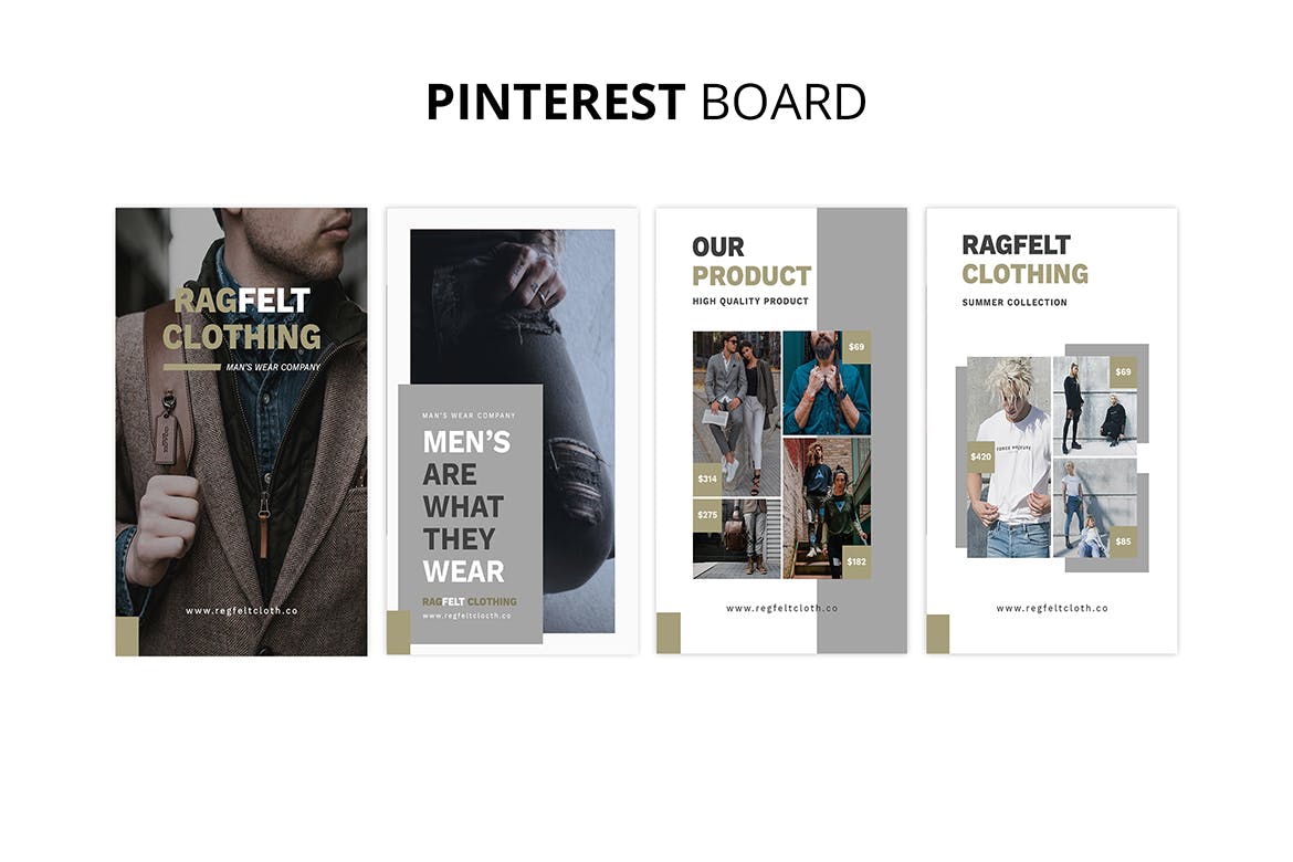 时尚男装品牌Pinterest推广画板设计模板16图库精选 Ragfelt Man Fashion Pinterest Board插图(2)