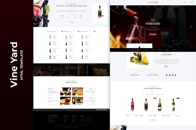 葡萄酒品牌网站设计HTML模板素材库精选 Vine Yard HTML Template插图(1)