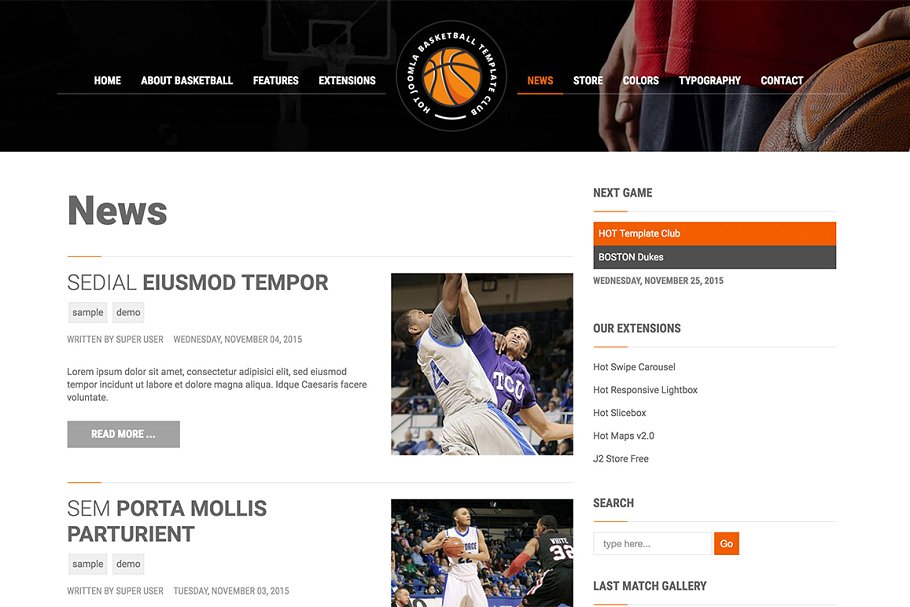 篮球训练营篮球主体Joomla主题模板非凡图库精选 Hot Basketball插图(7)