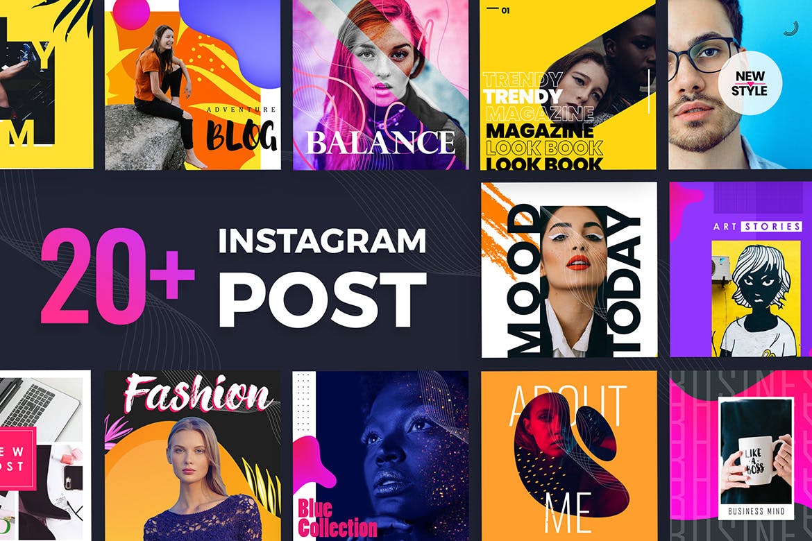 适用于时尚行业Instagram推广的设计素材包 Instagram Post Templates插图(1)
