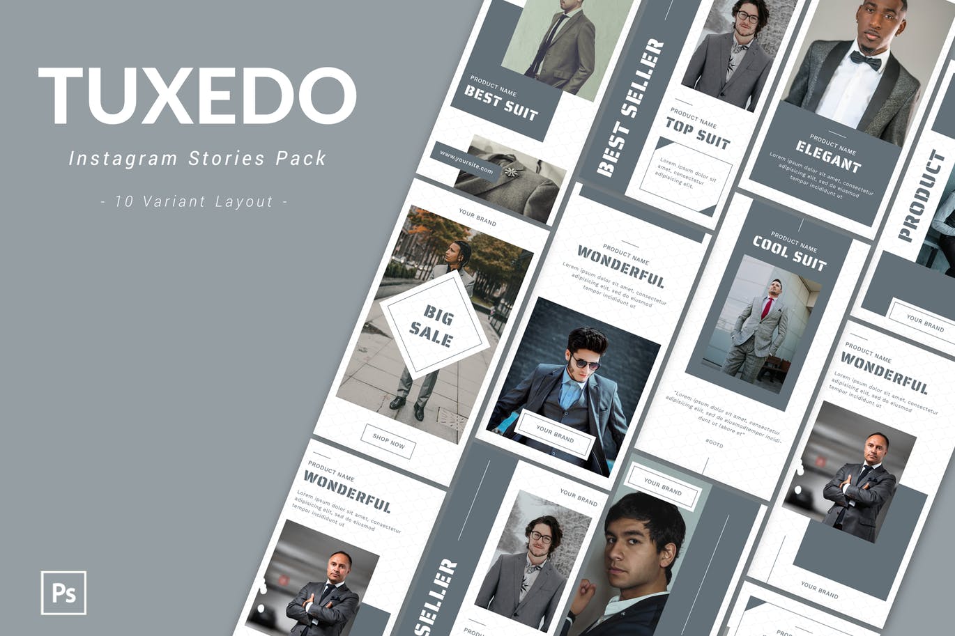 商务风格Instagram品牌故事设计素材包 Tuxedo – Instagram Story Pack插图