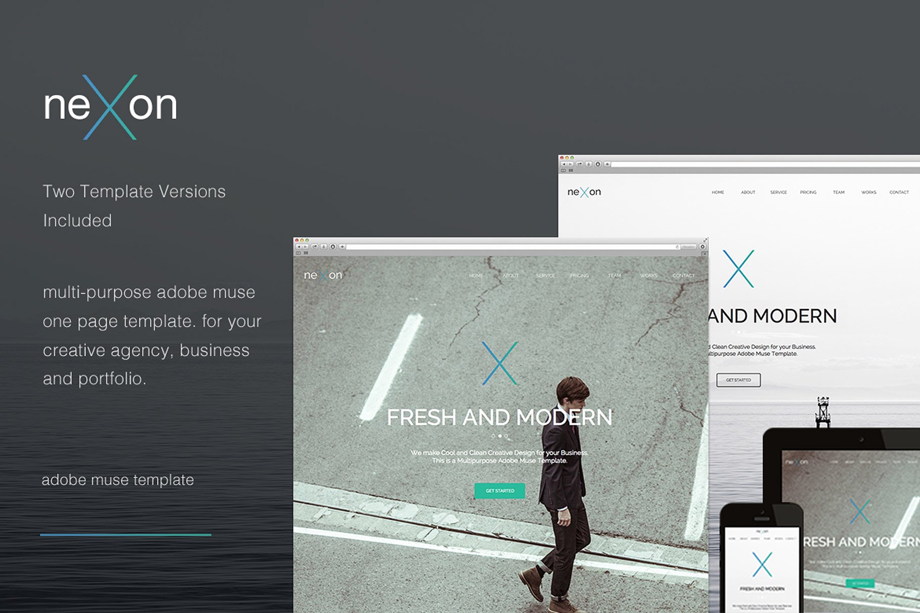 多功能创意单页面网站模板素材中国精选 Nexon – One Page Muse Template插图