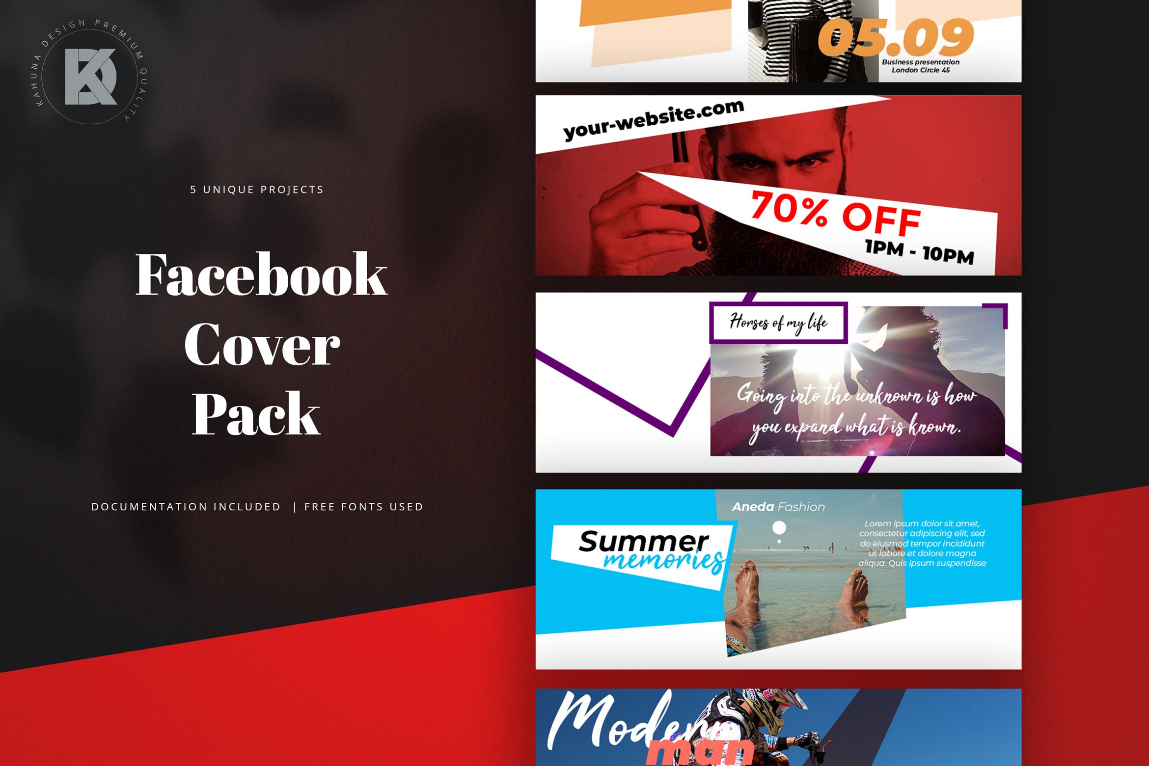 5款Facebook主页促销广告封面设计模板普贤居精选 Facebook Cover Pack插图