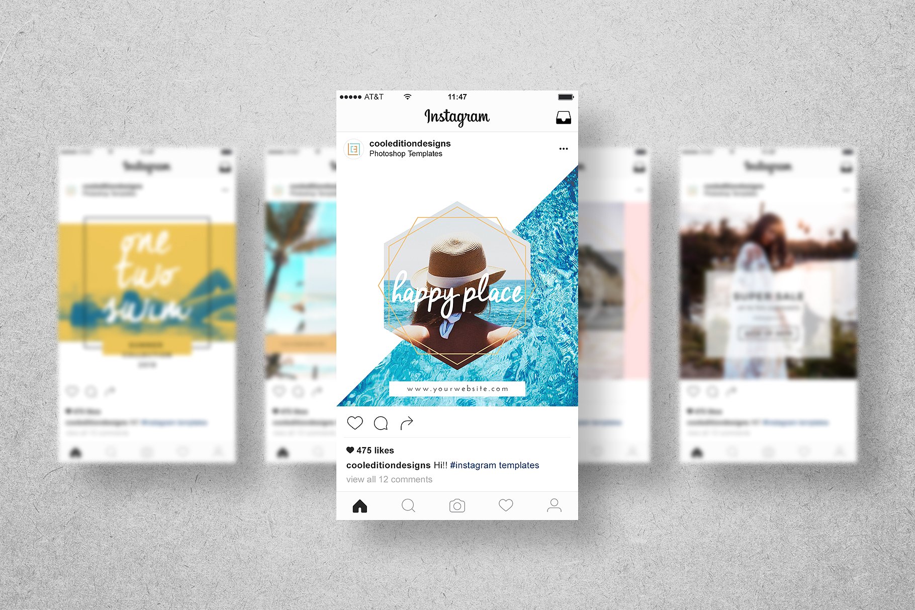 创意几何图案Instagram文章贴图模板非凡图库精选 Beachy Mood – Instagram Posts插图(3)