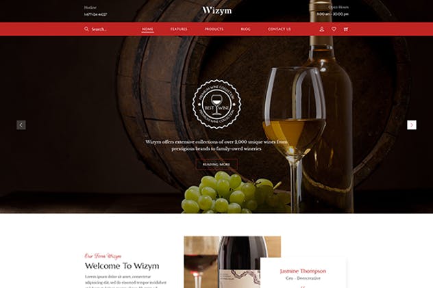 洋酒红酒品牌网站HTML模板素材中国精选 Wizym | Wine & Winery HTML Template插图(1)
