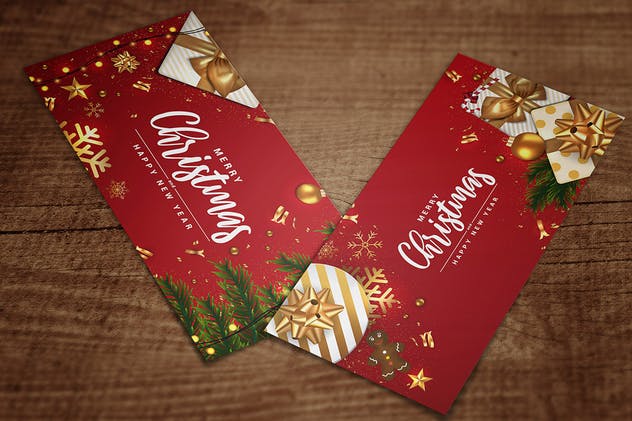 圣诞节新年深红色Banner素材库精选广告模板 Merry Christmas and Happy New Year banners插图(8)