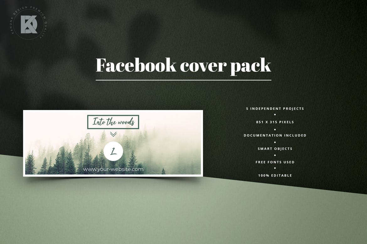 社交网站企业/品牌专业封面设计模板素材库精选 Forest Facebook Cover Kit插图(1)