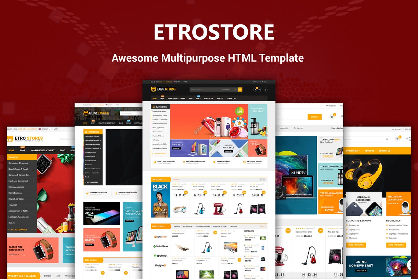 Bootstrap架构响应式多用途网上商城HTML5模板普贤居精选 EtroStore – Responsive Multi-Purpose HTML Template插图