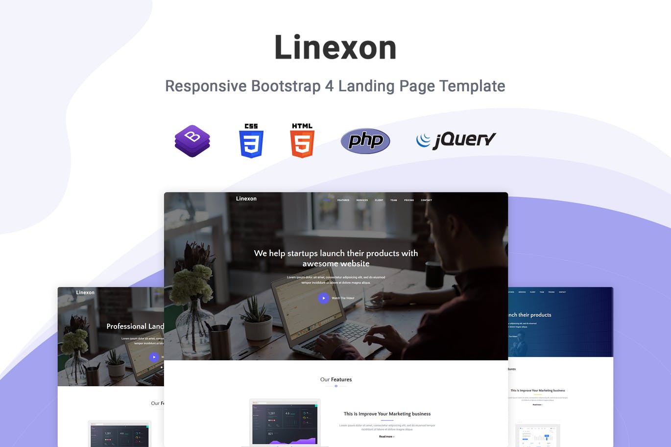 Bootstrap框架多用途网站着陆页设计HTML模板素材库精选 Linexon – Bootstrap 4 Landing Page Template插图