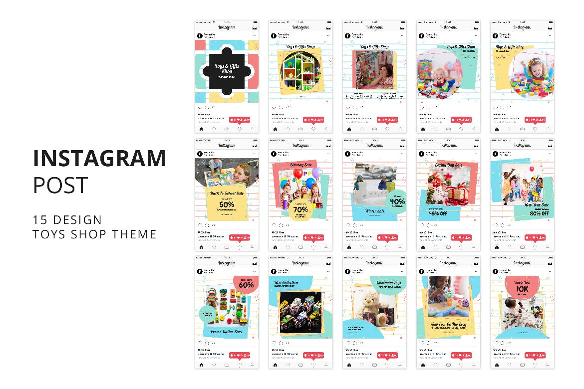 玩具及礼品店Instagram广告贴图设计模板16设计网精选 Toys & Gift Shop Instagram Post Banner插图(6)