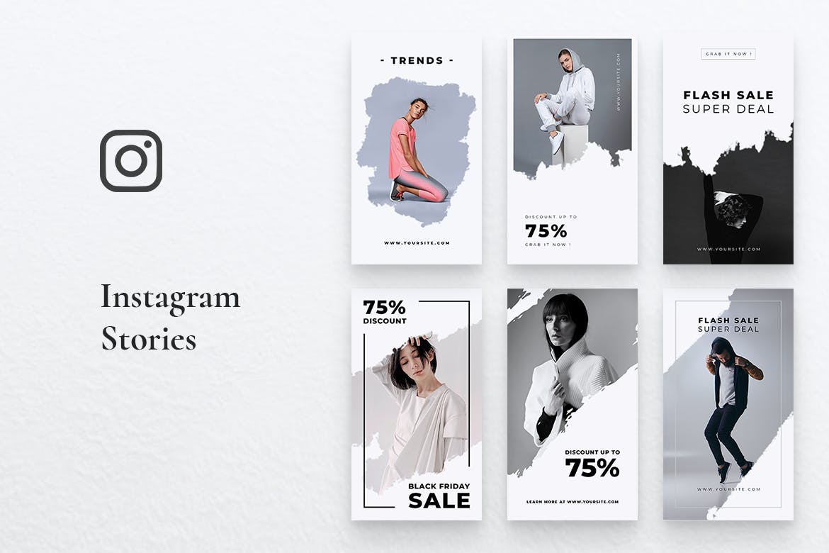时尚潮流品牌故事Instagram社交推广设计素材 TRENDS Fashion Brush Instagram Stories插图(1)