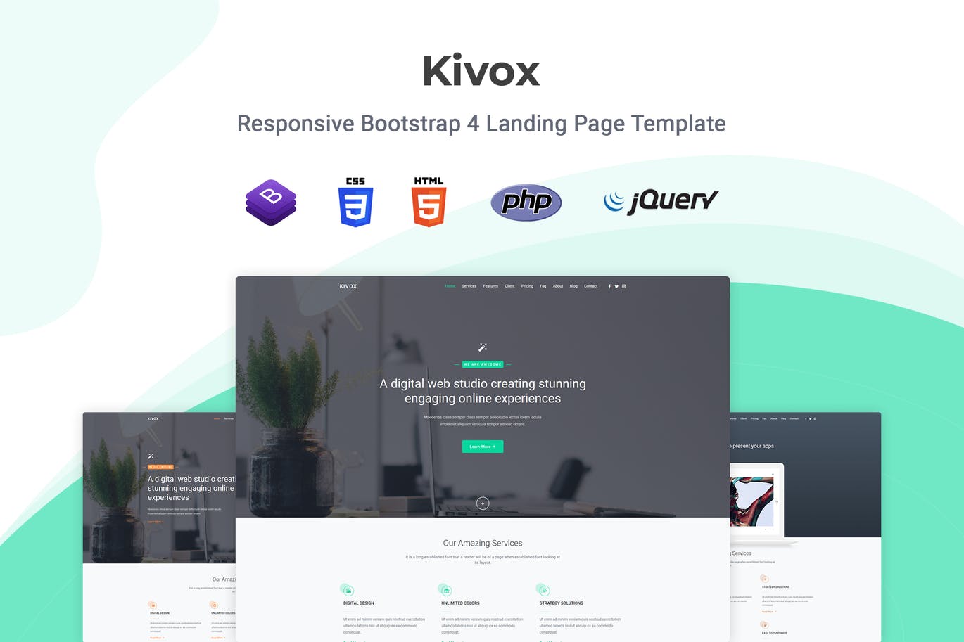 互联网服务企业官网着陆页HTML模板普贤居精选 Kivox – Responsive Landing Page Template插图
