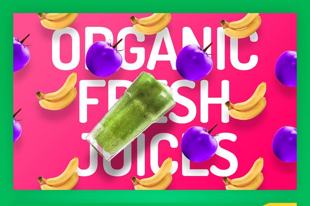 10款有机果汁主题巨无霸广告图片模板素材库精选 Organic Juice – 10 Premium Hero Image Templates插图(7)