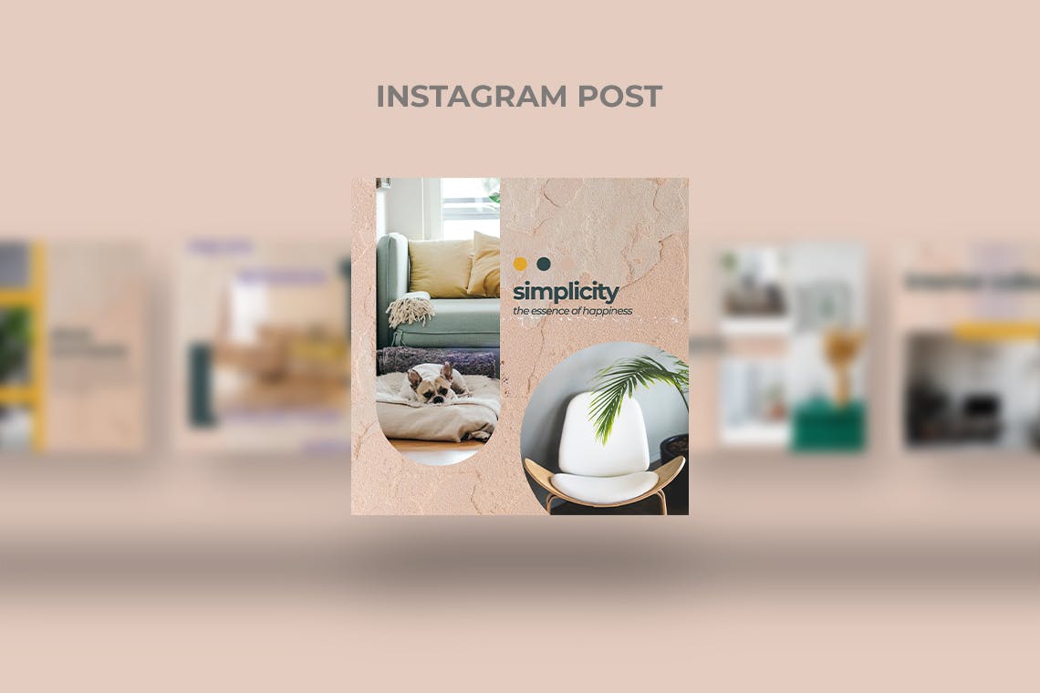 北欧风格家具内饰品牌Instagram社交推广素材 Home Interior – Instagram Post Template插图(3)