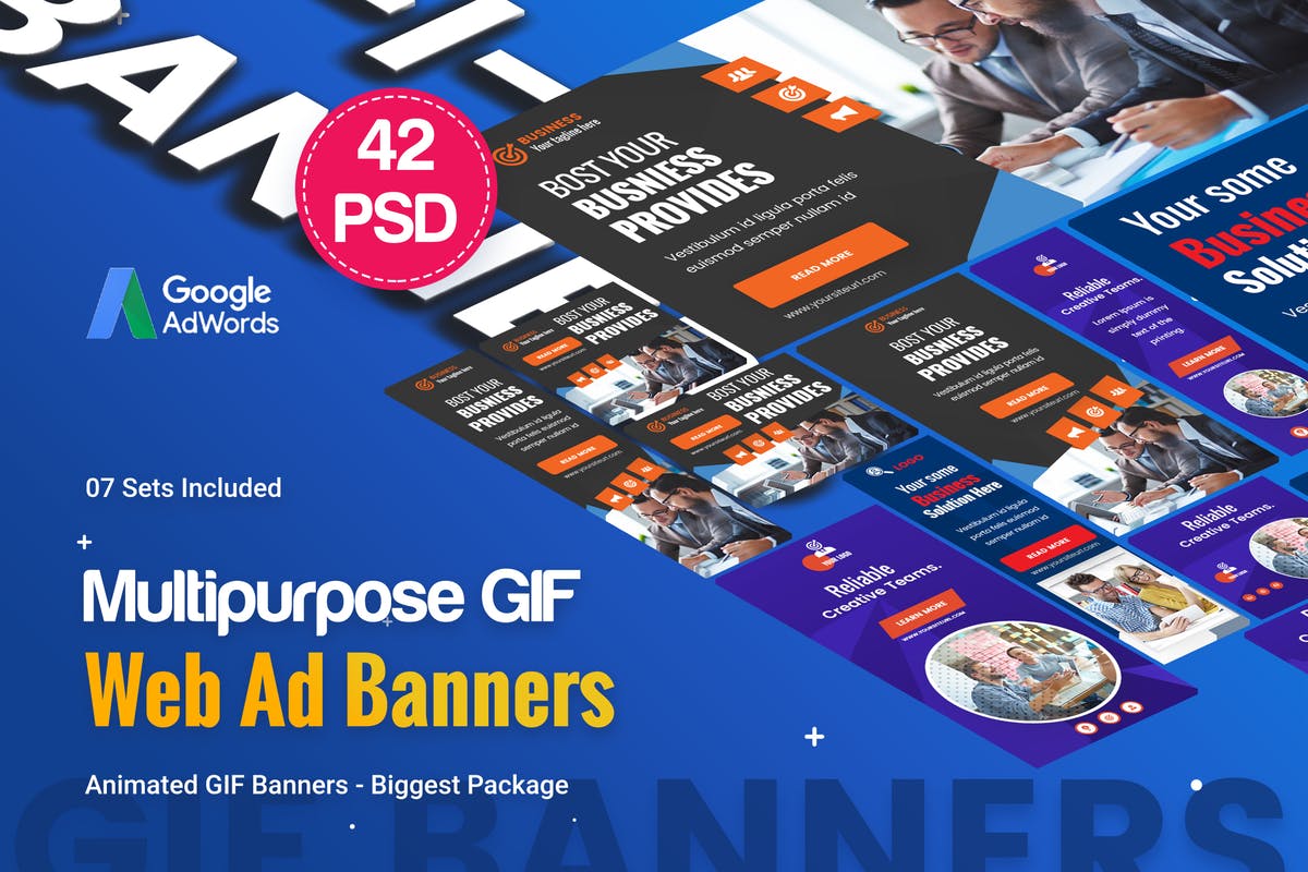 42个Gif动画多用途Banner素材库精选广告模板 Animated GIF Multipurpose Banner Ad – 42 PSD插图