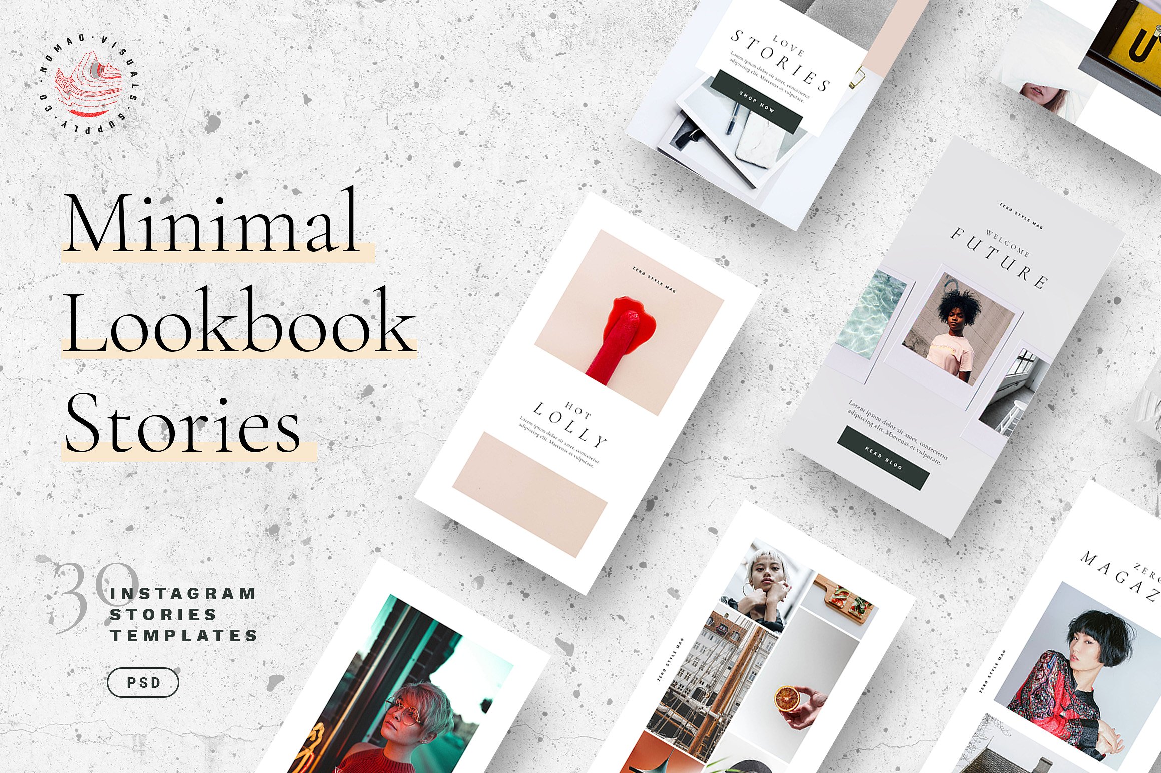 30个独特时尚的Lookbook社交媒体Instagram故事模板素材库精选 Minimal Lookbook Instagram Stories [psd]插图