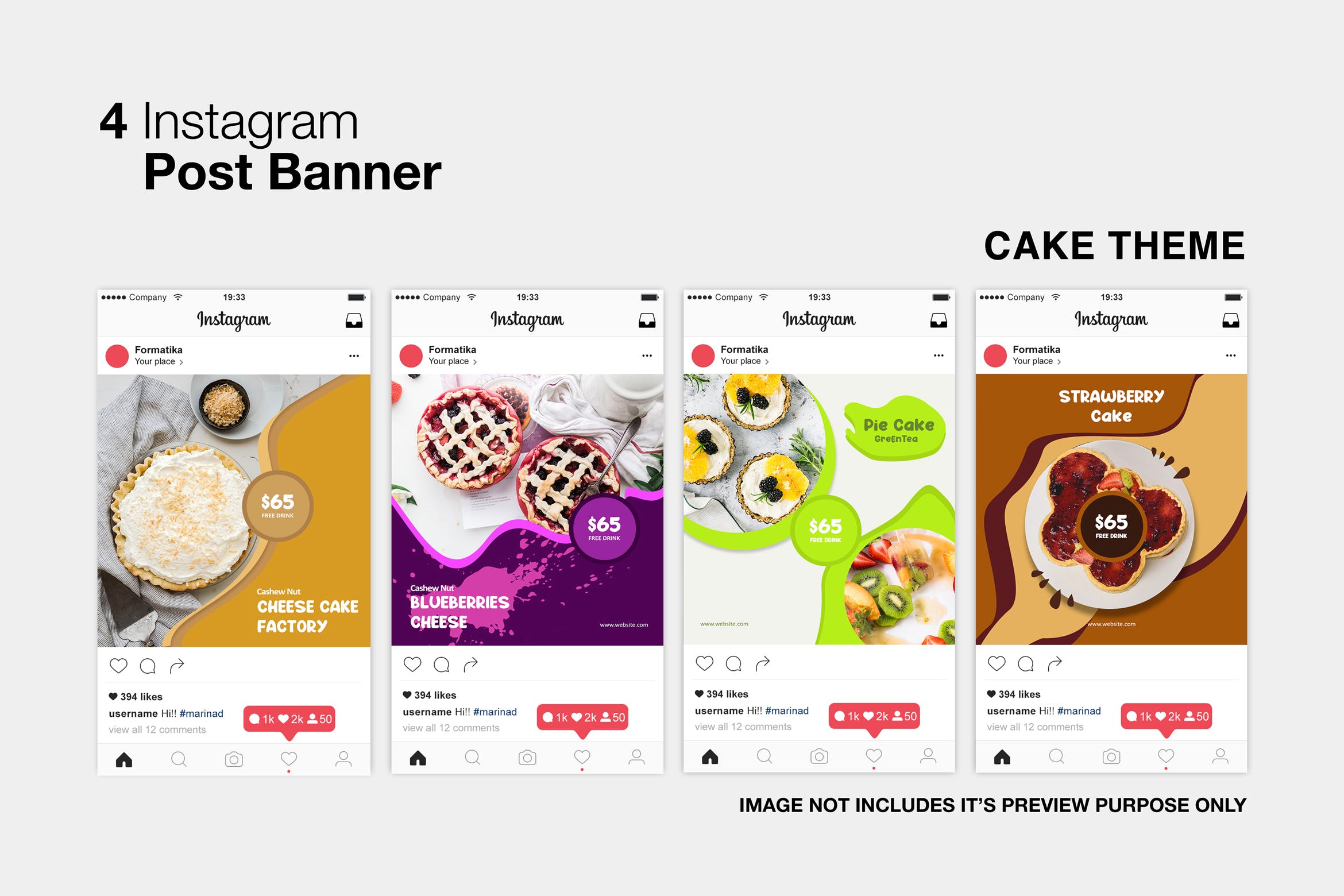 煎饼/馅饼美食主题Instagram社交平台营销设计素材 Pancake and Pie Instagram Post插图