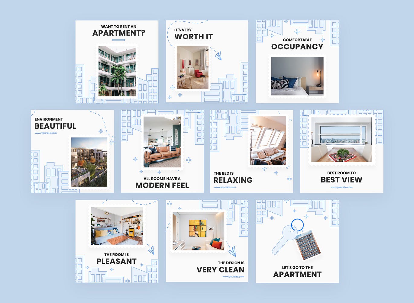 星级酒店社交媒体信息流推广设计素材包 Duplex – Instagram Feeds Pack插图(1)