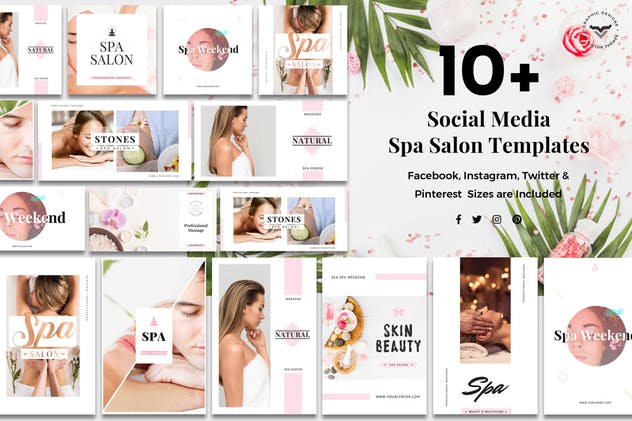 10+美容服务品牌社交媒体广告模板16设计网精选 Social Media Spa/Salon Templates插图(1)