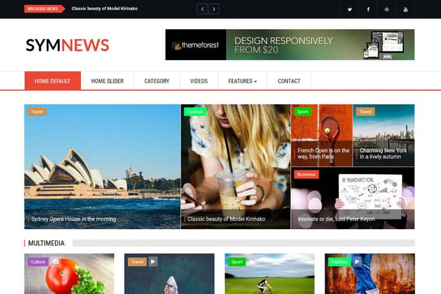 新闻资讯/杂志类Drupal主题模板16设计网精选 SymNews – News & Magazine Drupal 8 Theme插图(1)