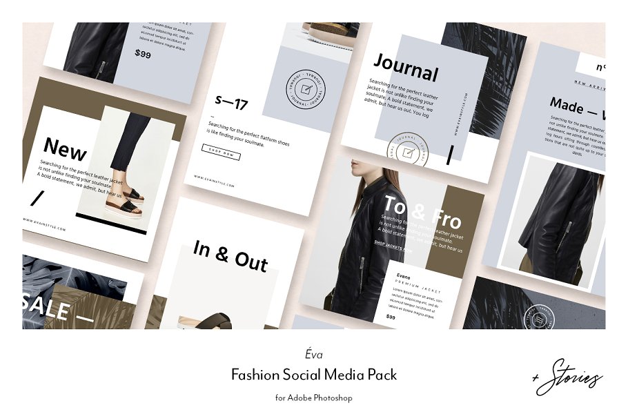 时尚主题社交媒体贴图模板16设计网精选 Fashion Social Media Pack • Éva插图