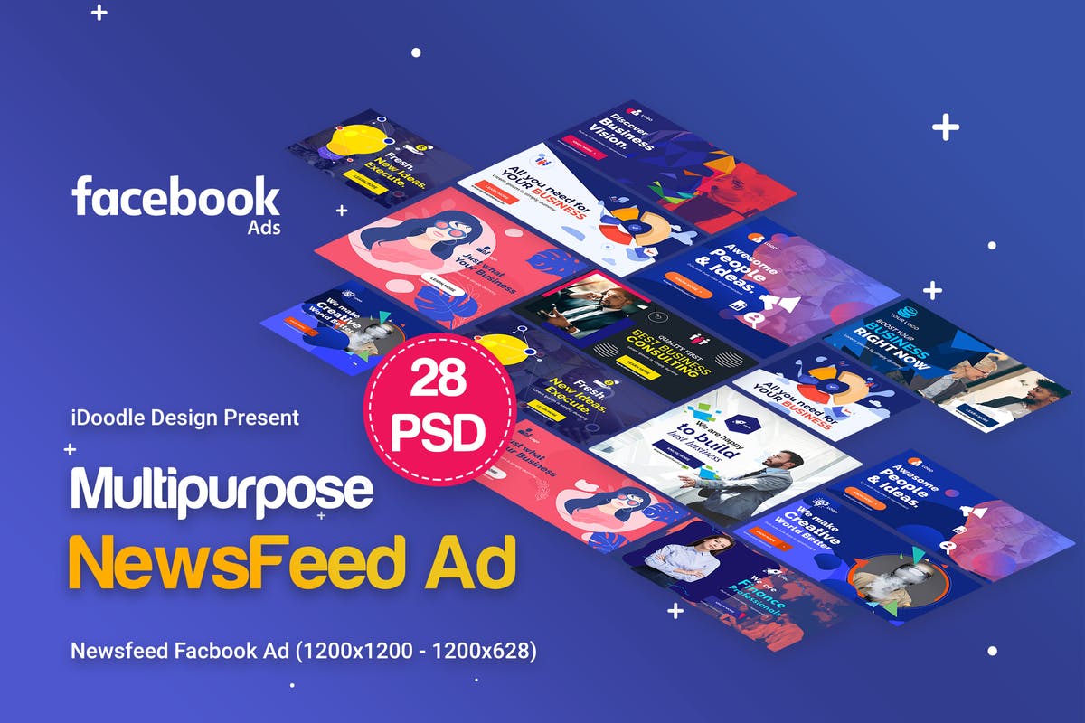 Facebook多用途信息流Banner广告模板 NewsFeed Facebook Multipurpose, Business Banners插图