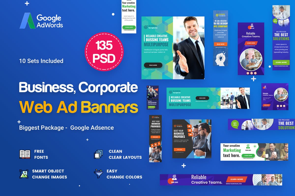 150款多用途商业商务类型Banner16图库精选广告模板 Multipurpose, Business Banners Ad – 150 PSD插图