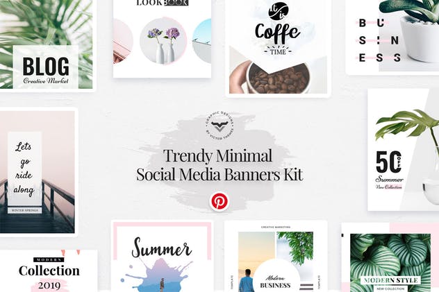 Pinterest社交媒体网站贴图&广告设计模板普贤居精选 Pinterest Social Media Template插图(1)