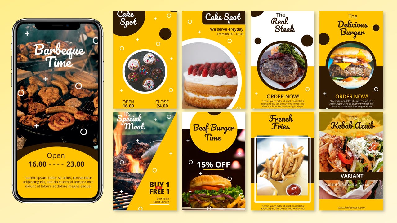 美食主题Instagram社交推广设计素材包 Foodish – Instagram Promotion Pack插图(1)
