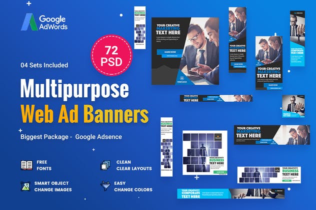 72款多用途商业主题Banner素材库精选广告模板 Multipurpose, Business Banners Ad – 72 PSD插图(1)