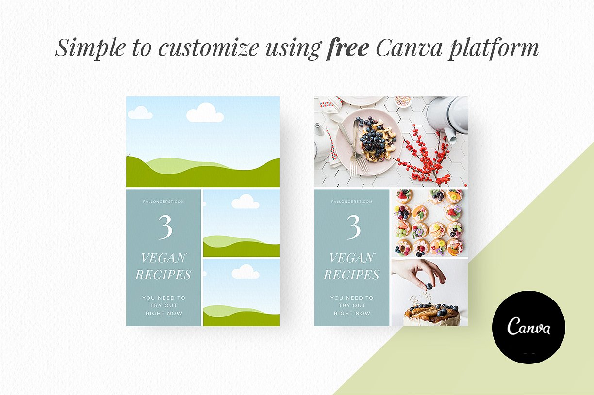 时髦的食物博客Canva模板16设计网精选下载 Food Blogger Pinterest Templates [jpg,pdf]插图(8)